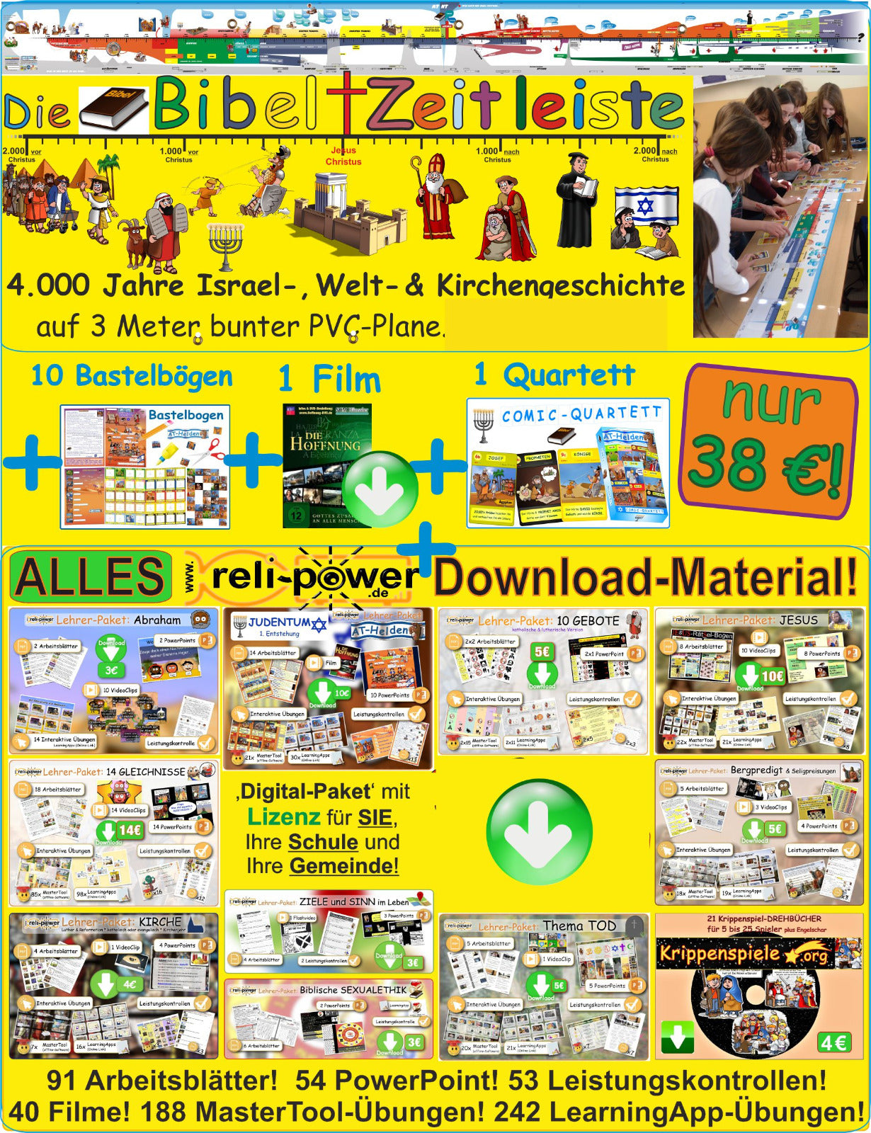 Zeitleisten Plane UND ALLES digitale Reli-Power Material und Extras